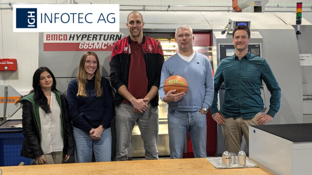 von links: Emily Steffen (Kauffrau für Büromanagement), Madysen Baker (Eventmanagerin), Dennis Heinzmann (GIANTS-Kapitän), Andre Hörmandinger (Vorstand), Mischa Schröder (Berater).