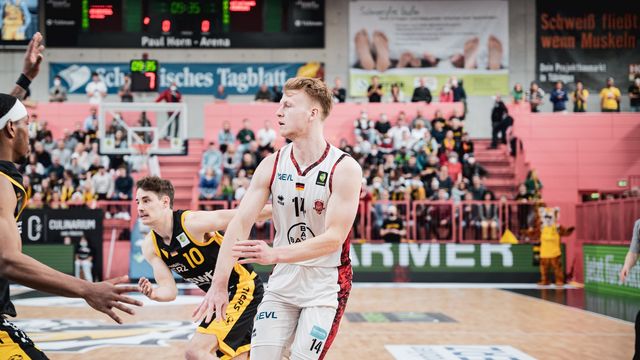 Neun Punkte markierte in Spiel 2 GIANTS-Forward Luis Figge / Foto: Nils Althoff