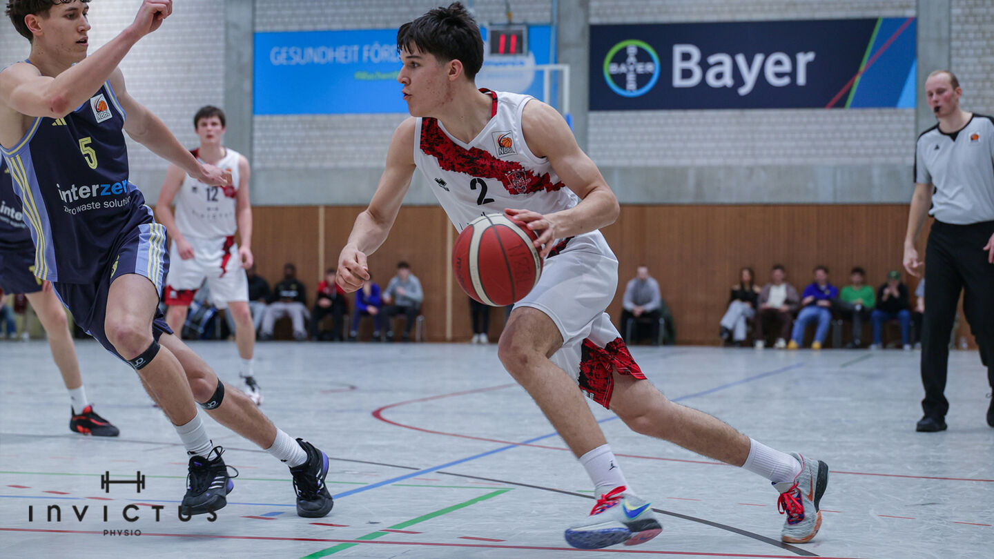 Das NBBL-Team (hier mit Jonas Pohle) ist bei ALBA Berlin in Spiel 3 hauchdünn ausgeschieden.  Foto: Fankhauser